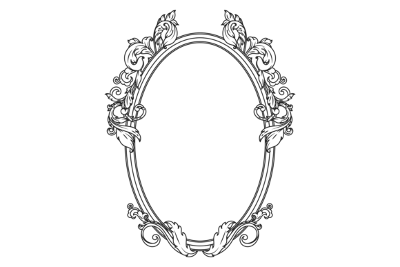 Baroque Circle Engraving with Decorative Elements: A Timeless Design Asset for Modern Creators