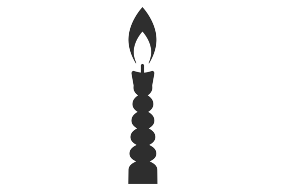 Black Silhouette of a Decorative Candle for Design Projects