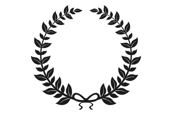 Black Wreath Logo: Retro Decorative Foliage for Modern Design