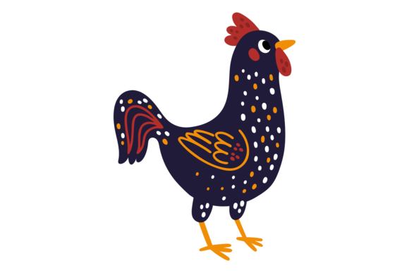 Cute Rooster Drawing: A Decorative Farm Bird Print for Creative and Professional Use