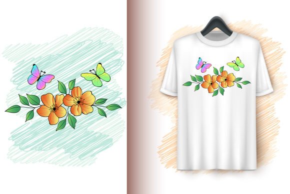 Decorative Flowers and Butterfly: A Versatile Design for Creative Projects