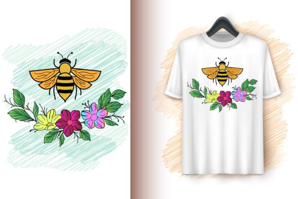Decorative Flowers Bouquet with a Bee Design