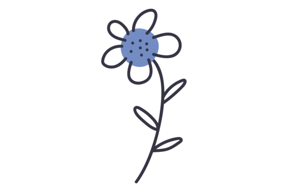 Floral Doodle. Blue Flower Decorative Na in Design and Art