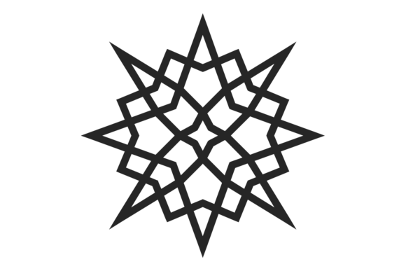 Geometric Decorative Star. Black Line Ab