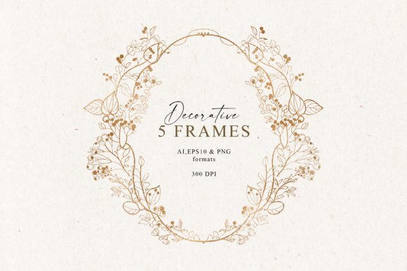 Hand-Drawn Decorative Golden Frames: A Versatile Digital Design Resource