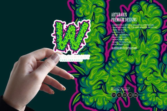 Monogram Letter Weed Buds Decorative: A Versatile Design Asset for Creative Projects