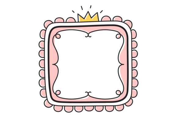 Pink Doodle Frame. Decorative Princess L