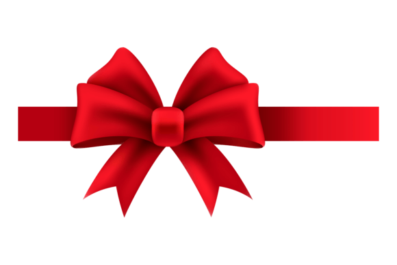 Realistic Red Bow on Decorative Gift Ribbon