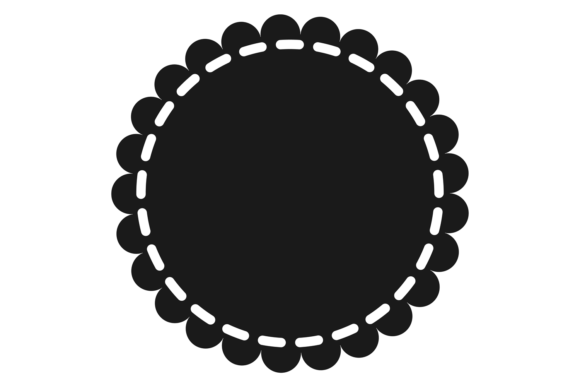 Round Decorative Label. Black Shape. Emp